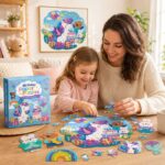 Birthday Unicorn Paper Puzzle completed puzzle view