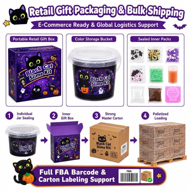Black Cat Halloween Slime Kit molds and tools detail
