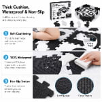 30-Piece Black & White Animal EVA Foam Puzzle Playpen size and dimensions