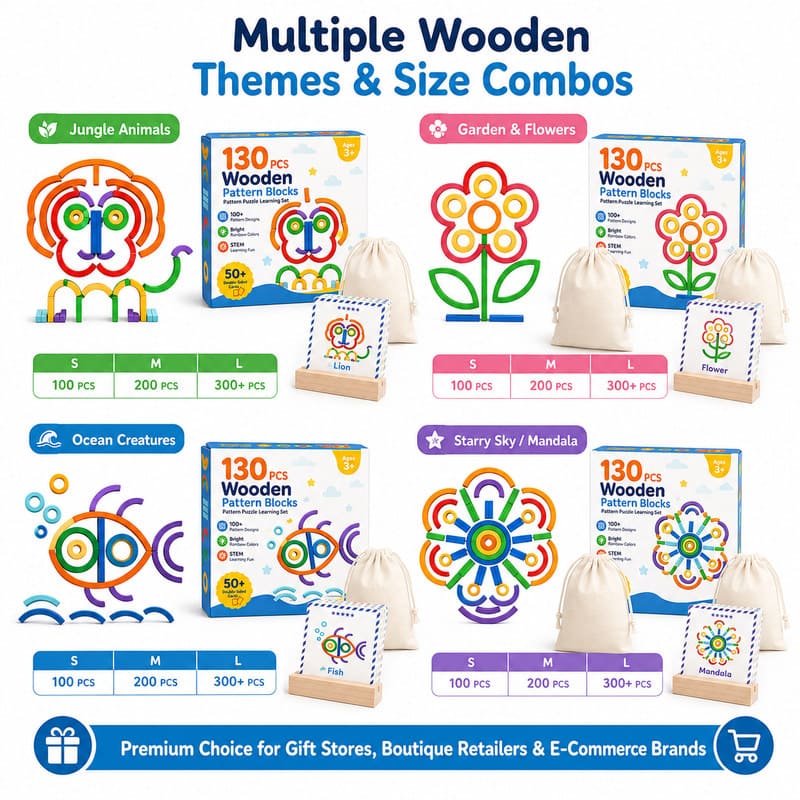 Butterfly Wooden Pattern Blocks Puzzle Set custom artwork detail