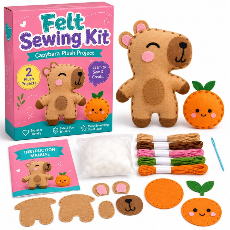Capybara Felt Sewing Kit front view