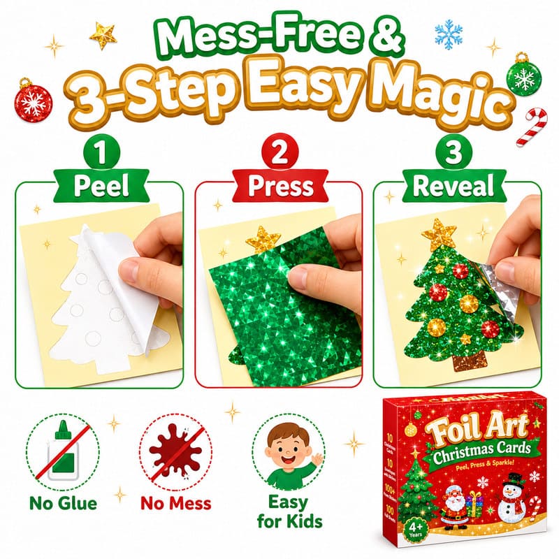 Christmas Cards Foil Art Kit size and dimensions