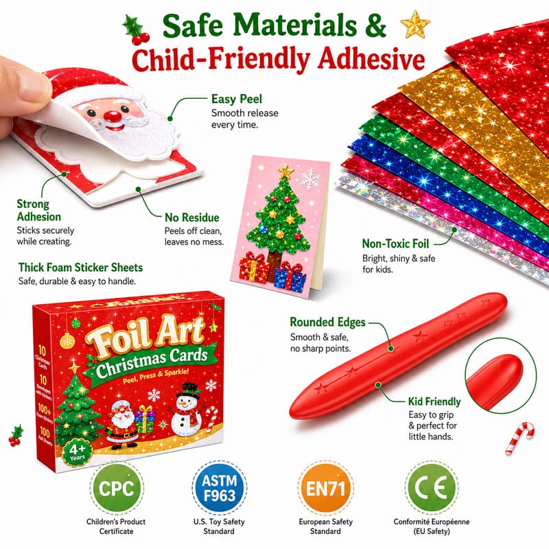 Christmas Cards Foil Art Kit tools and accessories detail