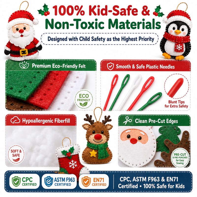Christmas Felt Sewing Kit tools and accessories detail