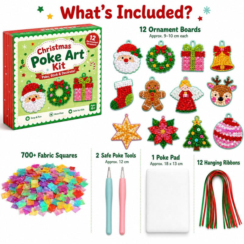 Christmas Poke Art Kit kit contents view