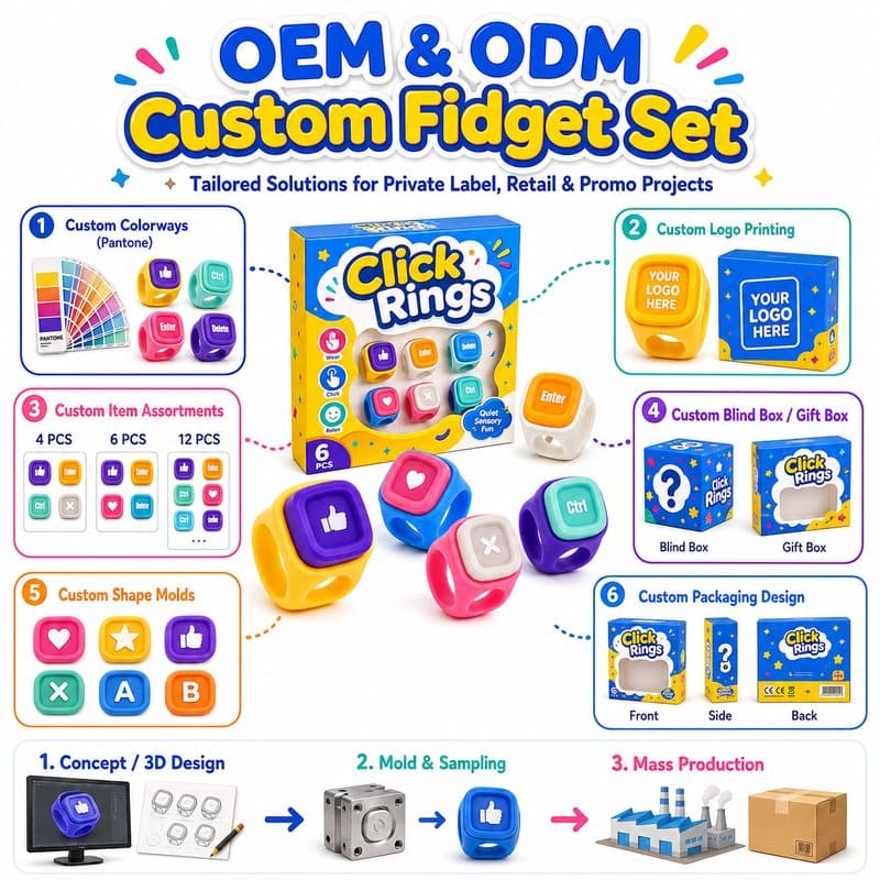 Click Rings Fidget Toy Set clay and sand material detail