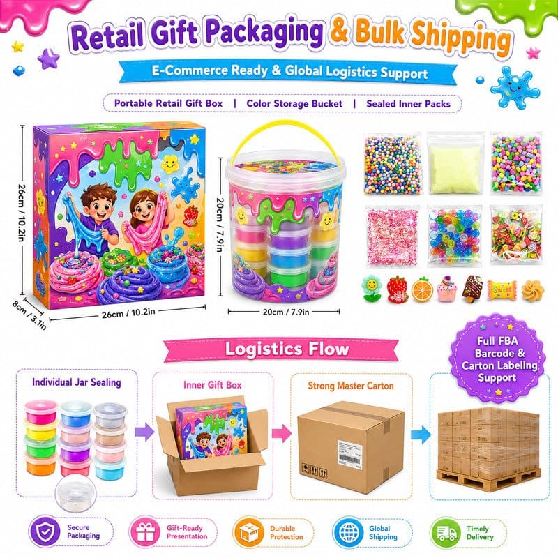Colorful DIY Slime Kit molds and tools detail
