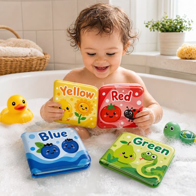 Custom Colors Learning Bath Book 4-Book Set – Waterproof Baby Books custom artwork and logo detail
