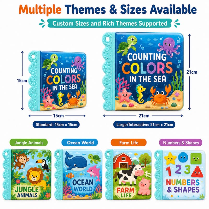 Custom Counting Colors Sea Bath Book – Waterproof Learning Book printing and page design detail