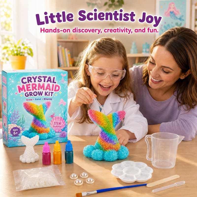 Crystal Mermaid Growing Science Kit completed puzzle view