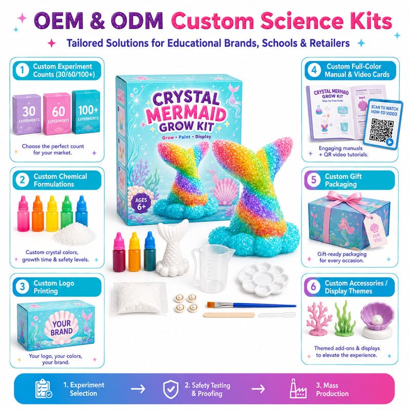 Crystal Mermaid Growing Science Kit board and material detail