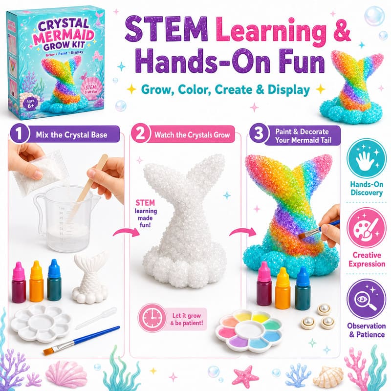 Crystal Mermaid Growing Science Kit size and dimensions