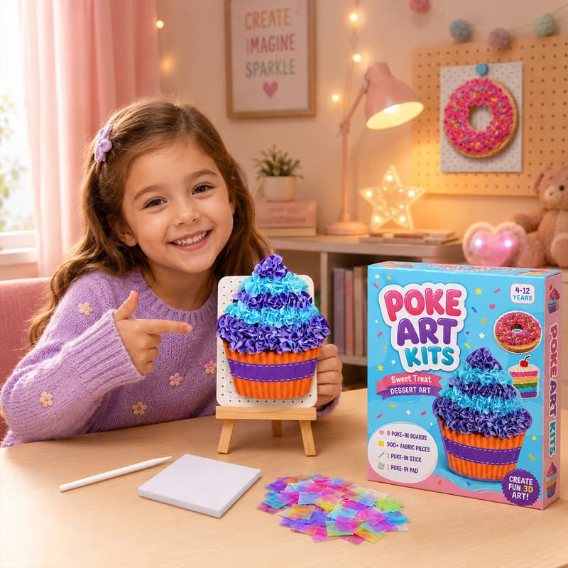 Cupcake & Dessert Poke Art Kit finished craft example