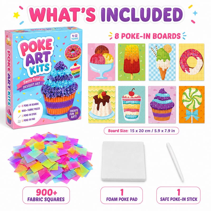 Cupcake & Dessert Poke Art Kit kit contents view