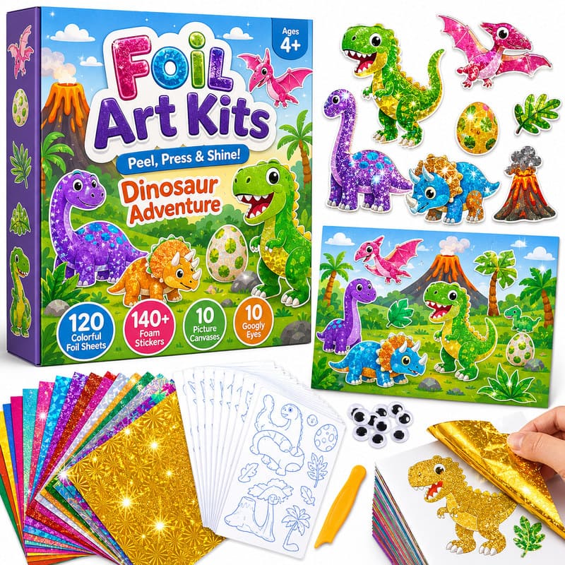 Dinosaur Adventure Foil Art Kit front view