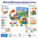 2-in-1 Dinosaur Alphabet & Snail Number Wooden Puzzle board and material detail