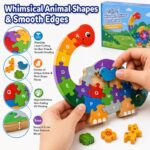2-in-1 Dinosaur Alphabet & Snail Number Wooden Puzzle size and dimensions