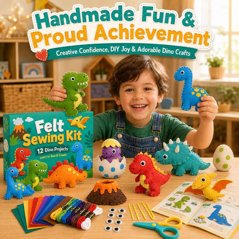Dinosaur Felt Sewing Kit workmanship detail
