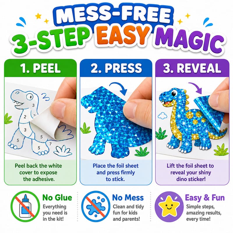 Dinosaur Foil Art Kit size and dimensions