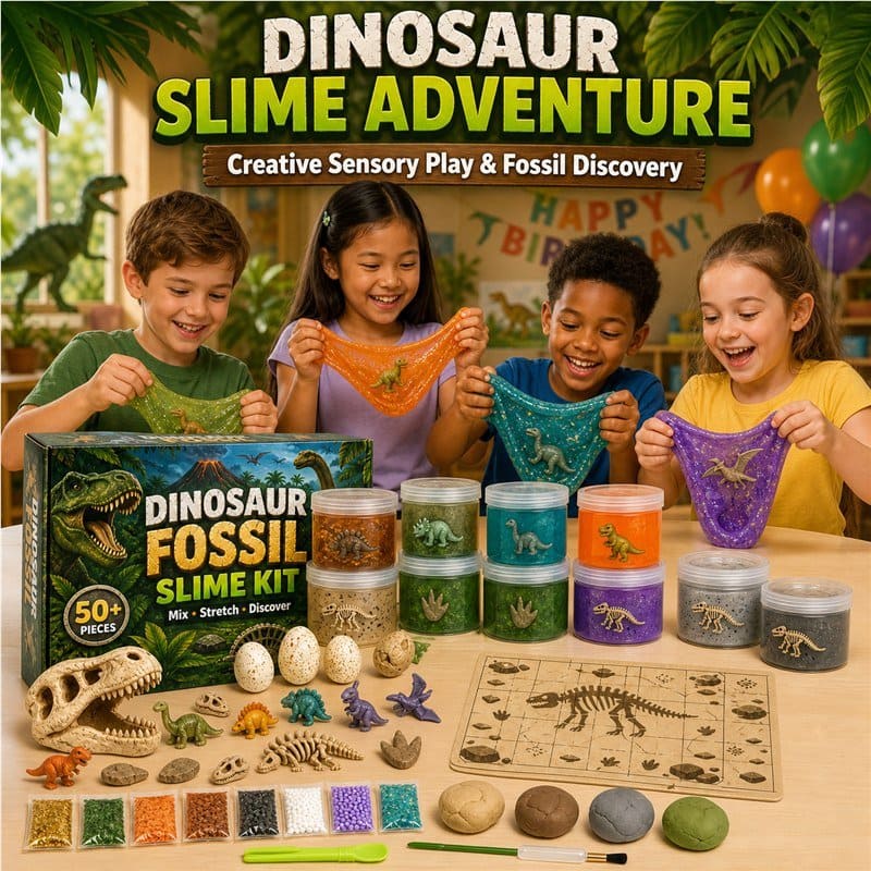 Dinosaur Fossil Slime Kit finished project example