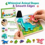 Dinosaur Wooden Puzzle Set size and dimensions