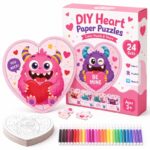 DIY Heart Coloring Paper Puzzle Set front view