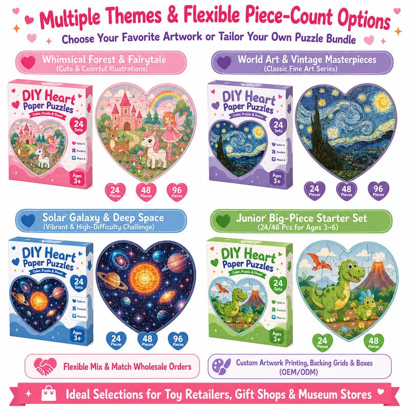 DIY Heart Coloring Paper Puzzle Set custom artwork detail
