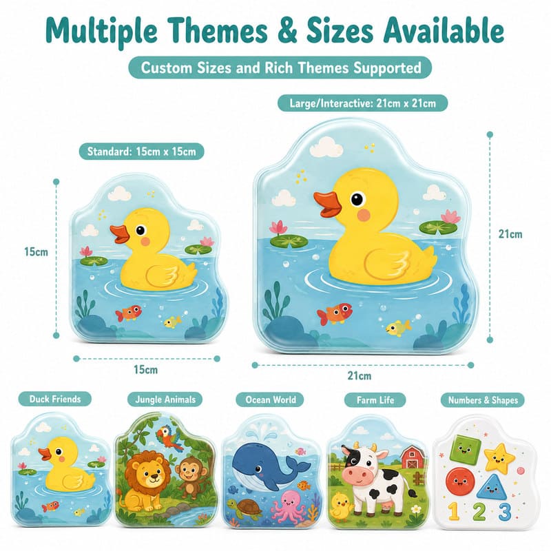 Custom Duck Friends Baby Bath Book – Waterproof Soft Color-Changing Book printing and page design detail