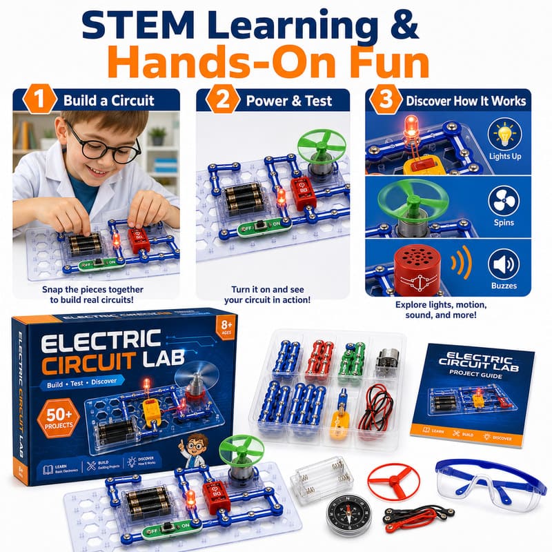 Electric Circuit STEM Science Kit size and dimensions
