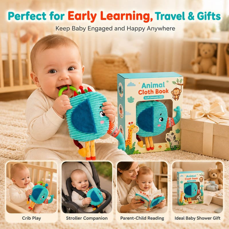 Elephant Ring Baby Fabric Activity Book construction detail