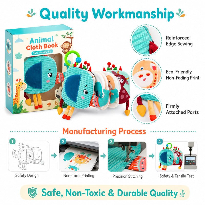 Elephant Ring Baby Fabric Activity Book waterproof material detail