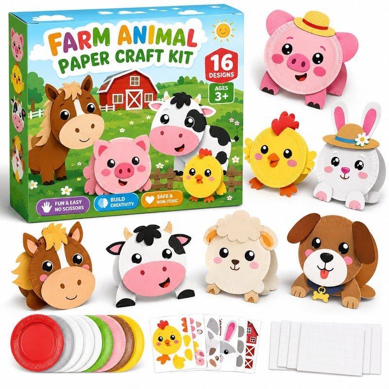 Farm Animal Paper Craft Kit front view