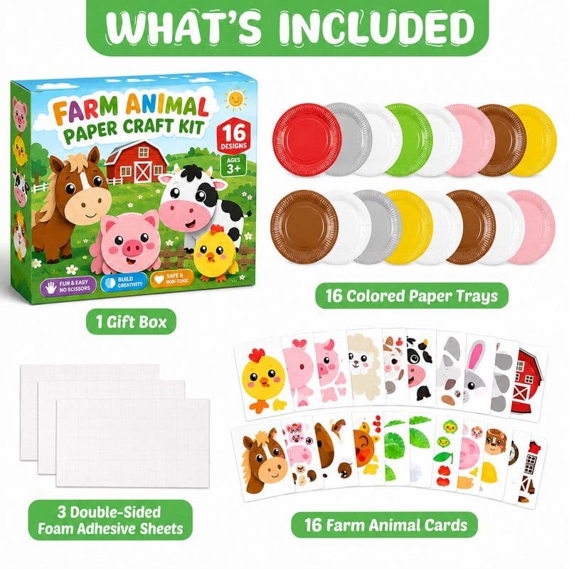 Farm Animal Paper Craft Kit kit contents view
