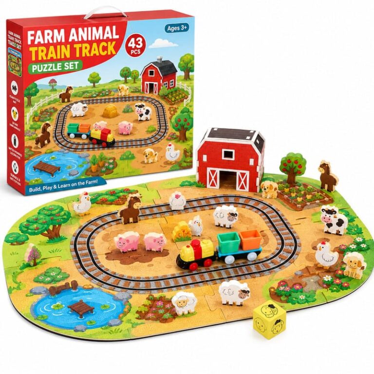 43-Piece Farm Animal Train Track EVA Foam Puzzle Set product image