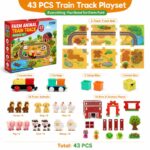 43-Piece Farm Animal Train Track EVA Foam Puzzle Set puzzle pieces and layout view