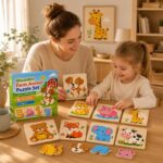 Farm Animal Wooden Puzzle Set completed puzzle view