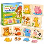 Farm Animal Wooden Puzzle Set front view