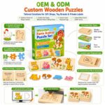 Farm Animal Wooden Puzzle Set board and material detail