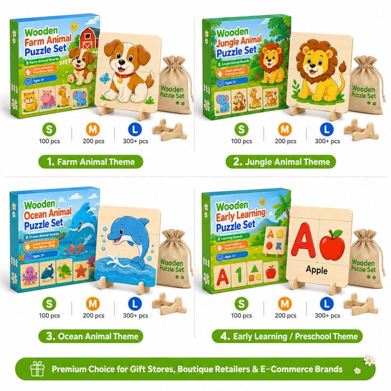 Farm Animal Wooden Puzzle Set custom artwork detail
