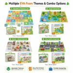 43-Piece Farm Train Set EVA Foam Puzzle Play Mat custom artwork detail