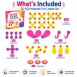 Flexible Magnetic Construction Set puzzle pieces and layout view