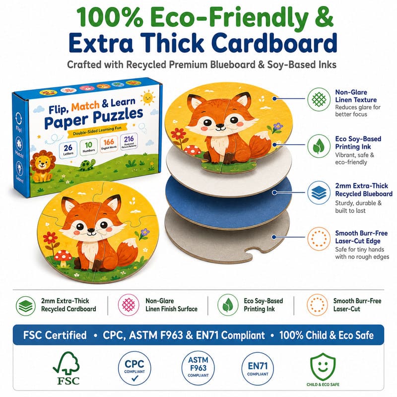 Flip Match Learn Educational Paper Puzzle Set printing detail