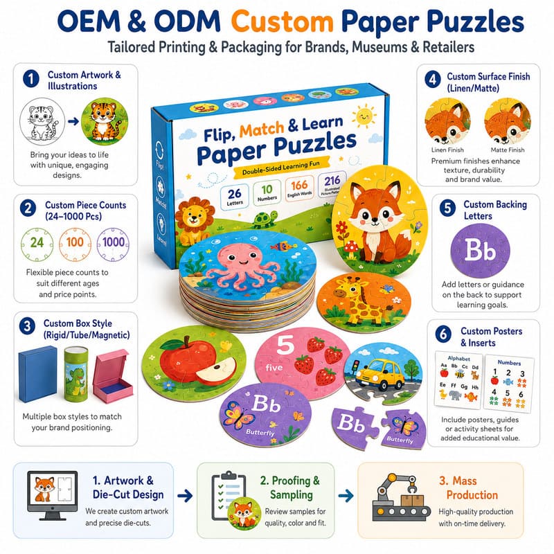 Flip Match Learn Educational Paper Puzzle Set board and material detail
