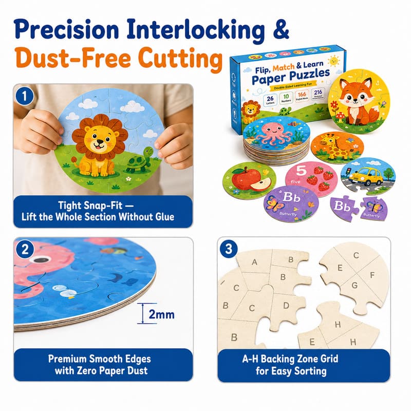Flip Match Learn Educational Paper Puzzle Set size and dimensions