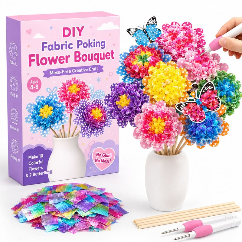 Flower Bouquet Poke Art Kit front view
