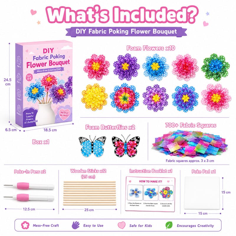 Flower Bouquet Poke Art Kit kit contents view