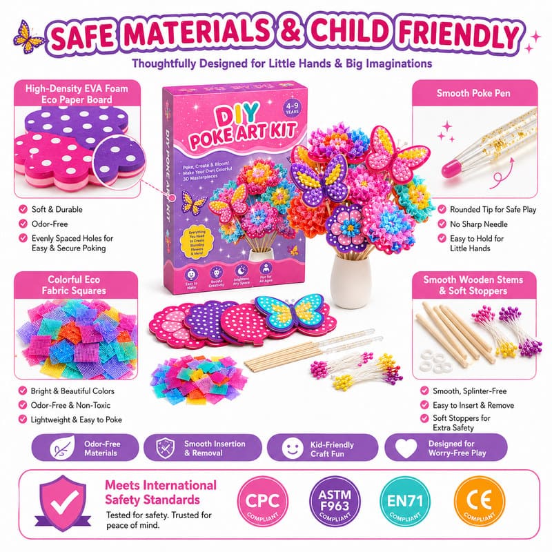 Flower & Butterfly Poke Art Kit tools and accessories detail