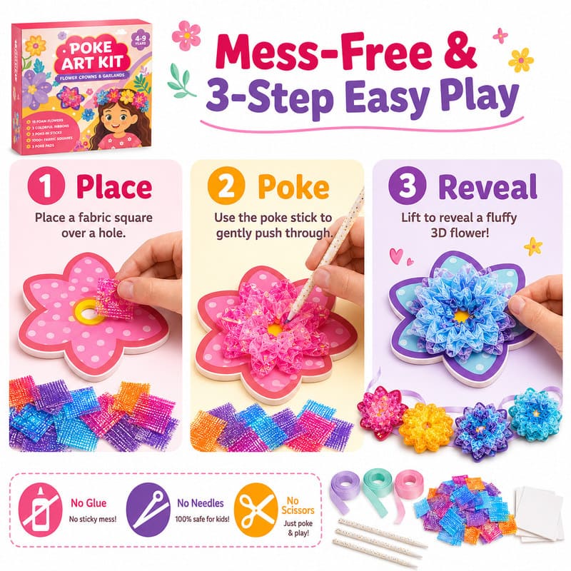 Flower Crowns & Garlands Poke Art Kit size and dimensions