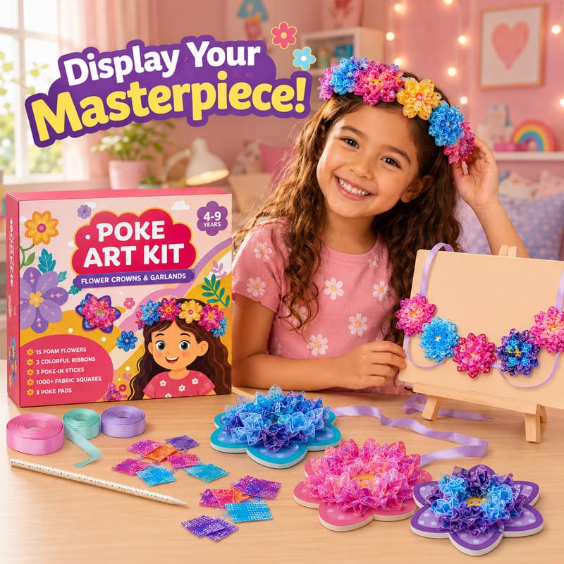 Flower Crowns & Garlands Poke Art Kit finished craft example