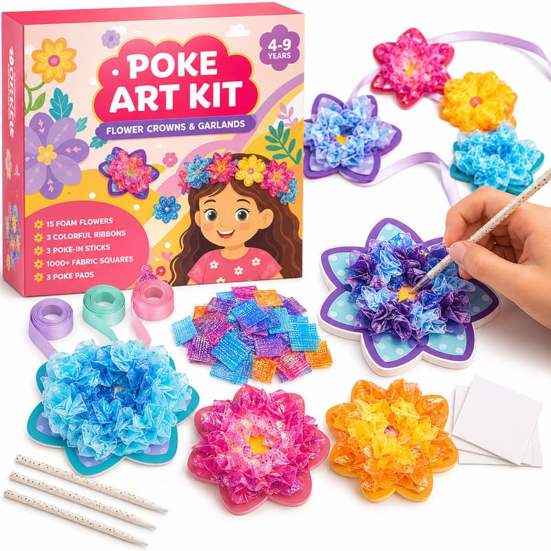 Flower Crowns & Garlands Poke Art Kit front view